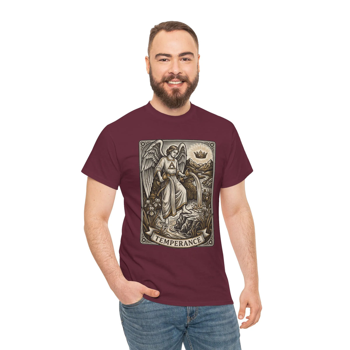 Temperance Angel Tarot Card T-Shirt - Heavy Cotton Classic Fit Tee - Unisex White