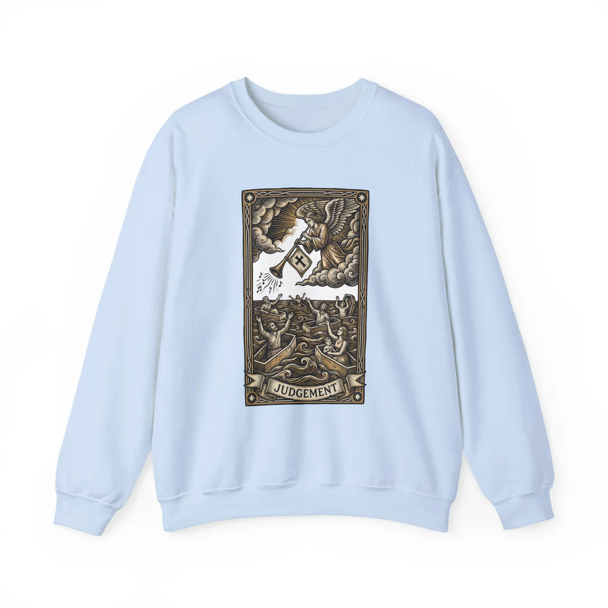 Judgement Tarot Card Graphic Sweatshirt - Heavy Blend Classic Fit Crewneck - Unisex White