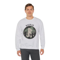 Wunjo Rune Joy Celebration Sweatshirt - Heavy Blend Cotton Poly Crewneck - Unisex White