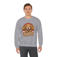 Golden Retriever Retro 70s Sunset Sweatshirt - Heavy Blend Fleece Crewneck - Unisex Ash