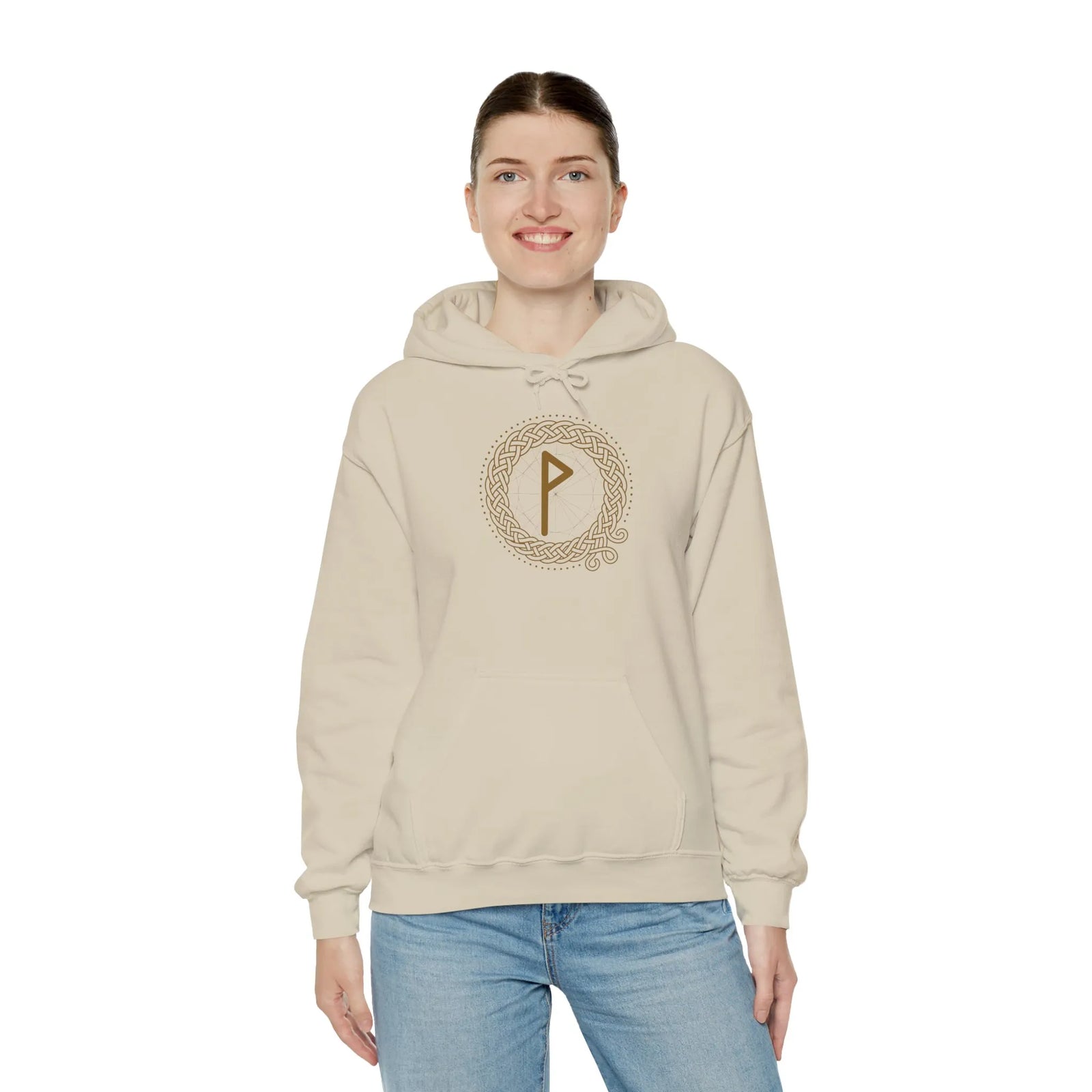 Wunjo Rune Celtic Knot Hoodie - Cozy Cotton Blend Classic Fit - Unisex White