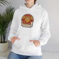 Retro 70s Persian Cat Sunset Hoodie - Cotton Poly Blend Fleece Pullover - Unisex White