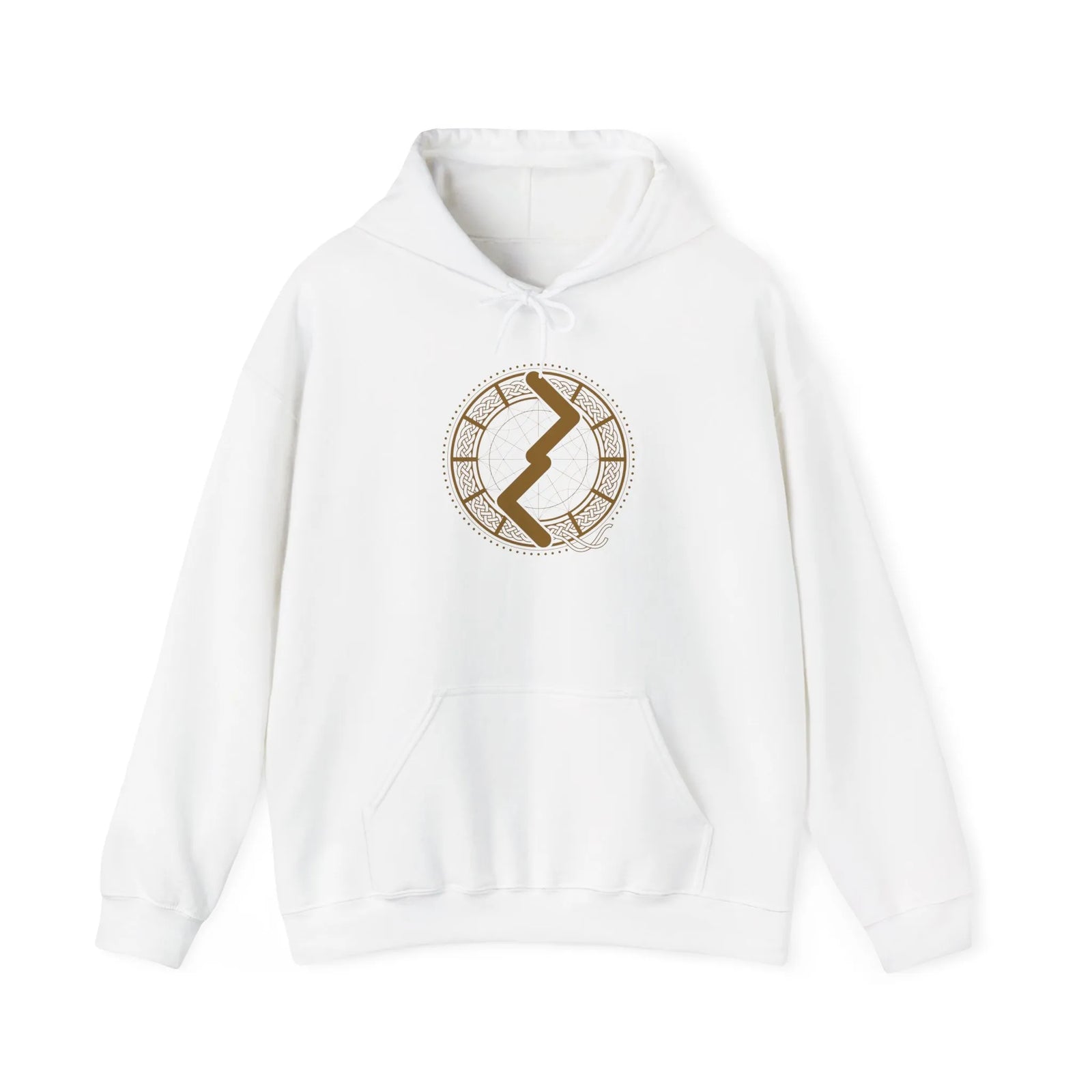 Jera Rune Harvest Symbol Hoodie - Soft Midweight Fleece Pullover - Unisex Off-White