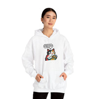Player One 8-Bit Pixel Gaming Cats Hoodie - Soft Cotton Blend Fleece Pullover - Unisex White