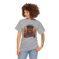 Retro 70s Sunset Rottweiler T-Shirt - Heavy Cotton Classic Fit Tee - Unisex Off White