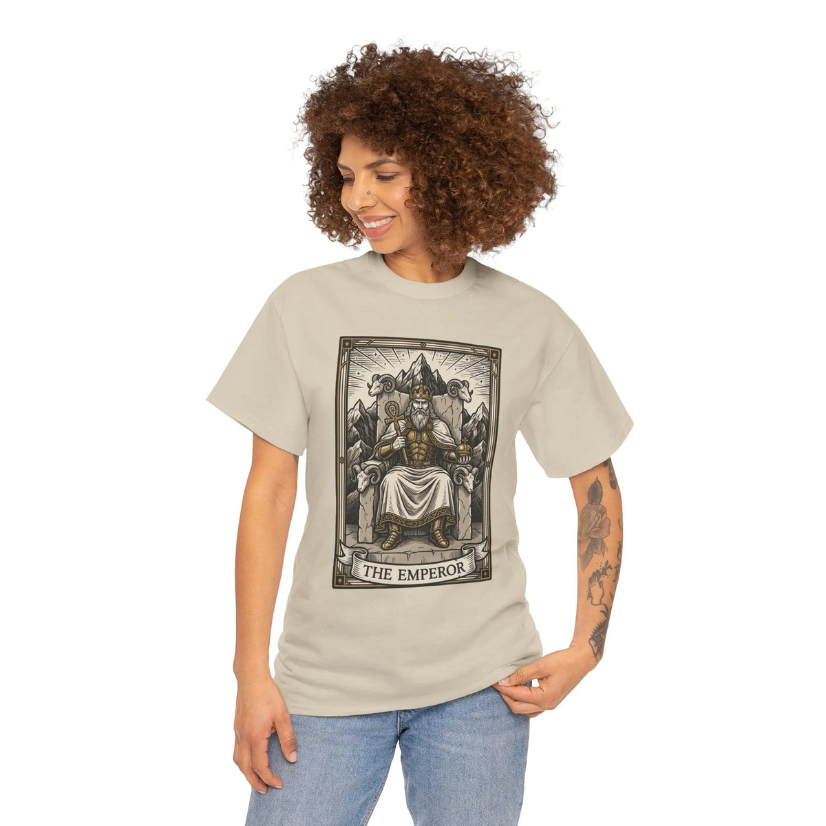 The Emperor Tarot Card T-Shirt - Heavy Cotton Classic Fit - Unisex White