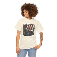 Viking Berserker Dogs Longship T-Shirt - Heavy Cotton Classic Fit Tee - Unisex White
