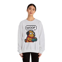8-Bit Pixel Gaming Dogs Sweatshirt - Heavy Blend Cotton-Poly Crewneck - Unisex White