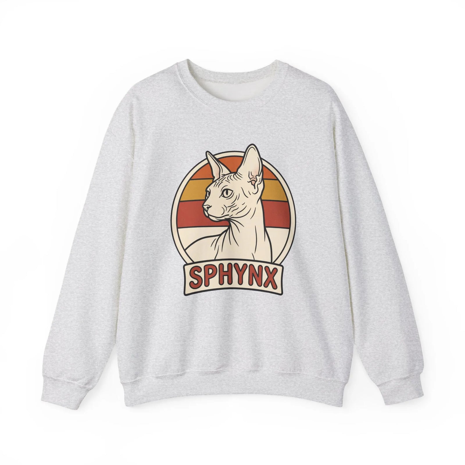 Sphynx Retro 70s Sunset Breeds Sweatshirt - Heavy Blend Crewneck Fleece - Unisex Ash