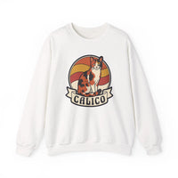 Calico Cat Retro 70s Sunset Sweatshirt - Heavy Blend Classic Fit Fleece - Unisex White