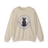 Sacred Geometry Meditating Cat Sweatshirt - Classic Fit Fleece Crewneck - Unisex White