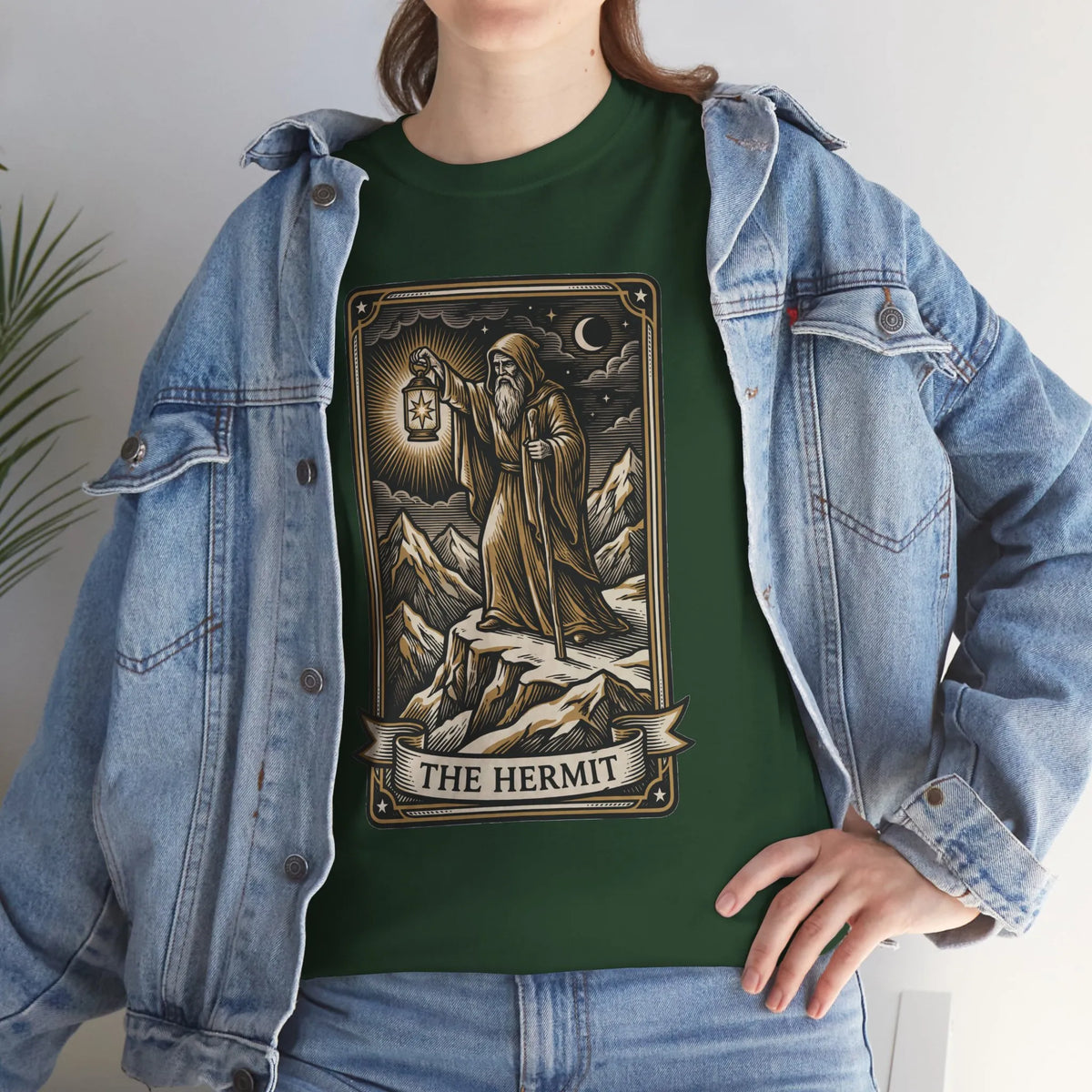 The Hermit Tarot T-Shirt - Medium Weight Cotton Classic Tee - Unisex White
