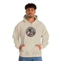 Garmr Odin's Wolves Norse Woodcut Hoodie - Heavy Blend Fleece Pullover - Unisex White