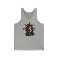 Sowulo Rune Lightning Graphic Tank Top - Lightweight Combed Cotton Jersey Tank - Unisex White
