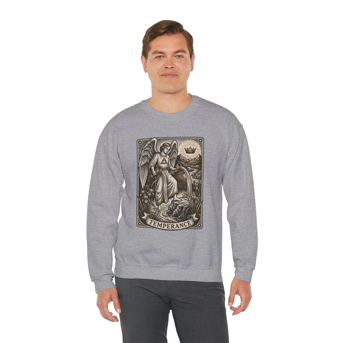 Temperance Tarot Card Angel Sweatshirt - Heavy Blend Fleece Crewneck - Unisex White
