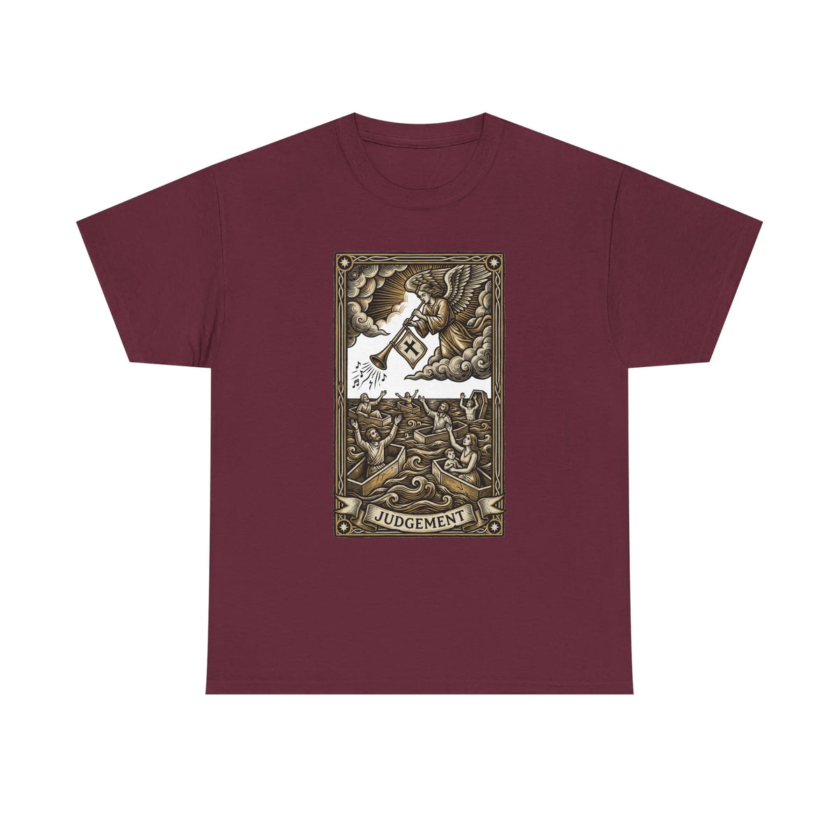 Judgement Angel Graphic T-Shirt - Heavy Cotton Classic Fit Tee - Unisex White