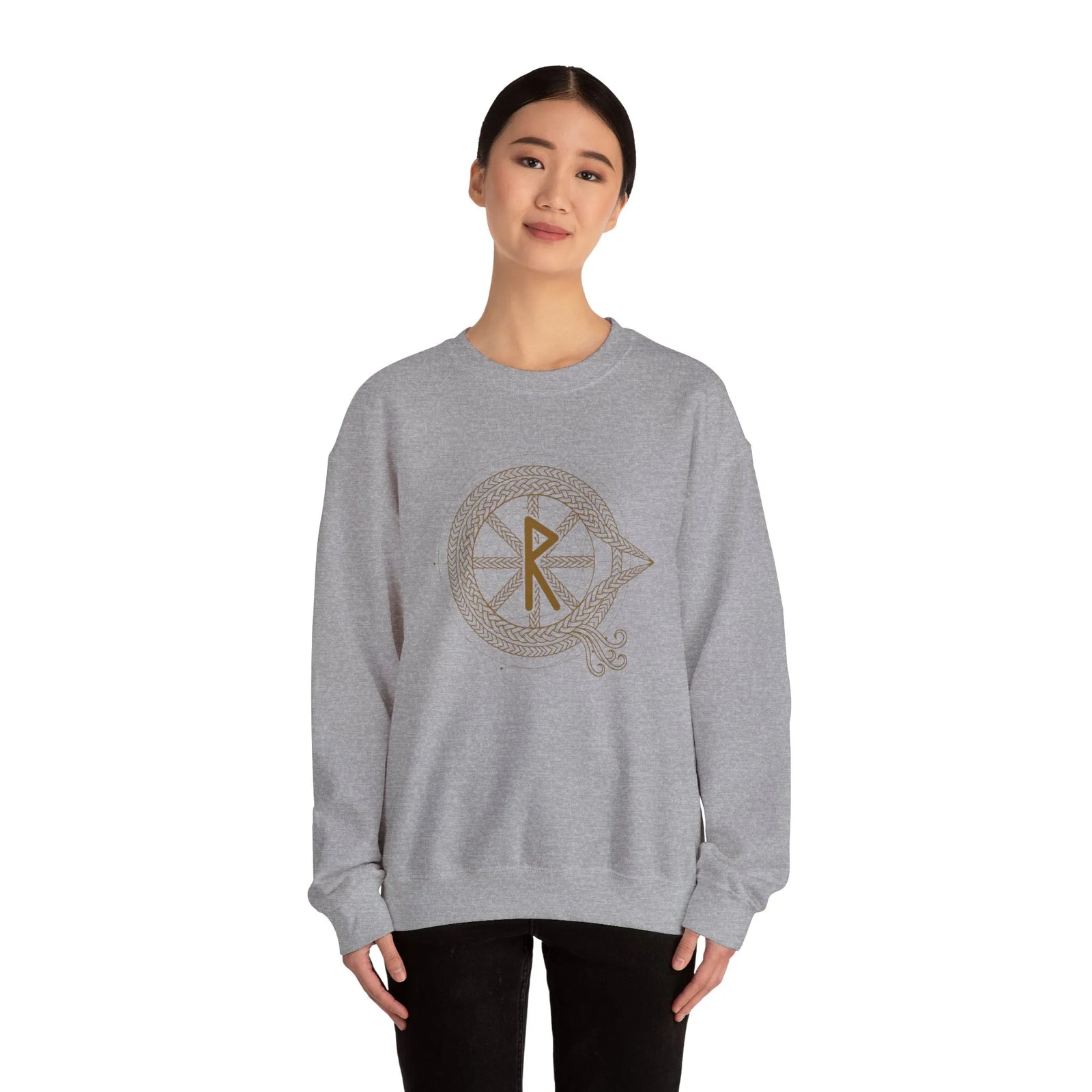 Raido Rune Journey Sweatshirt - Heavy Blend Fleece Crewneck - Unisex White