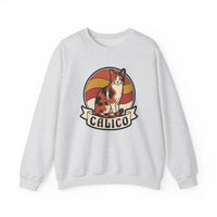 Calico Cat Retro 70s Sunset Sweatshirt - Heavy Blend Classic Fit Fleece - Unisex White