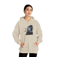 Mannaz Rune Humanity Reflection Hoodie - Heavyweight Fleece Pullover - Unisex White