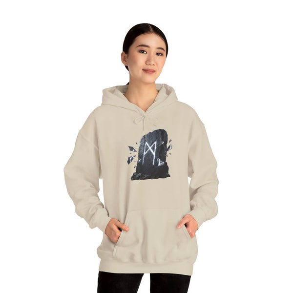 Mannaz Rune Humanity Reflection Hoodie - Heavyweight Fleece Pullover - Unisex White