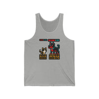 8-Bit Pixel Gaming Cats Boss Fight Tank Top - Retail Fit Light Cotton Jersey - Unisex White