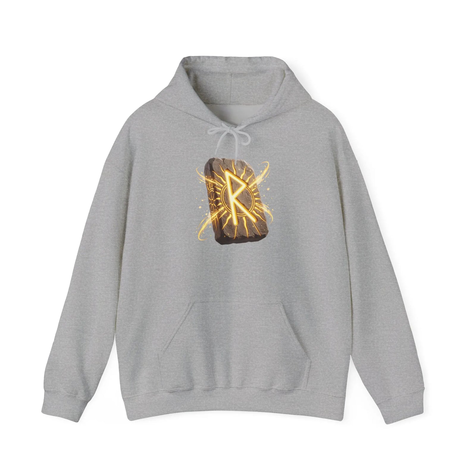 Raido Rune Journey Wheel Hoodie - Soft Cotton Blend Pullover Hooded - Unisex White