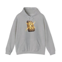 Raido Rune Journey Wheel Hoodie - Soft Cotton Blend Pullover Hooded - Unisex White