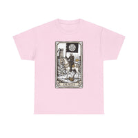 Death Tarot Card Knight Graphic T-Shirt - Heavyweight 100% Cotton Classic Fit Tee - Unisex White