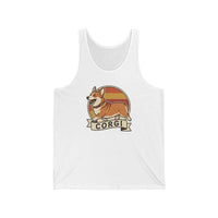 Corgi Retro 70s Sunset Tank Top - Lightweight Jersey Retail Fit - Unisex White