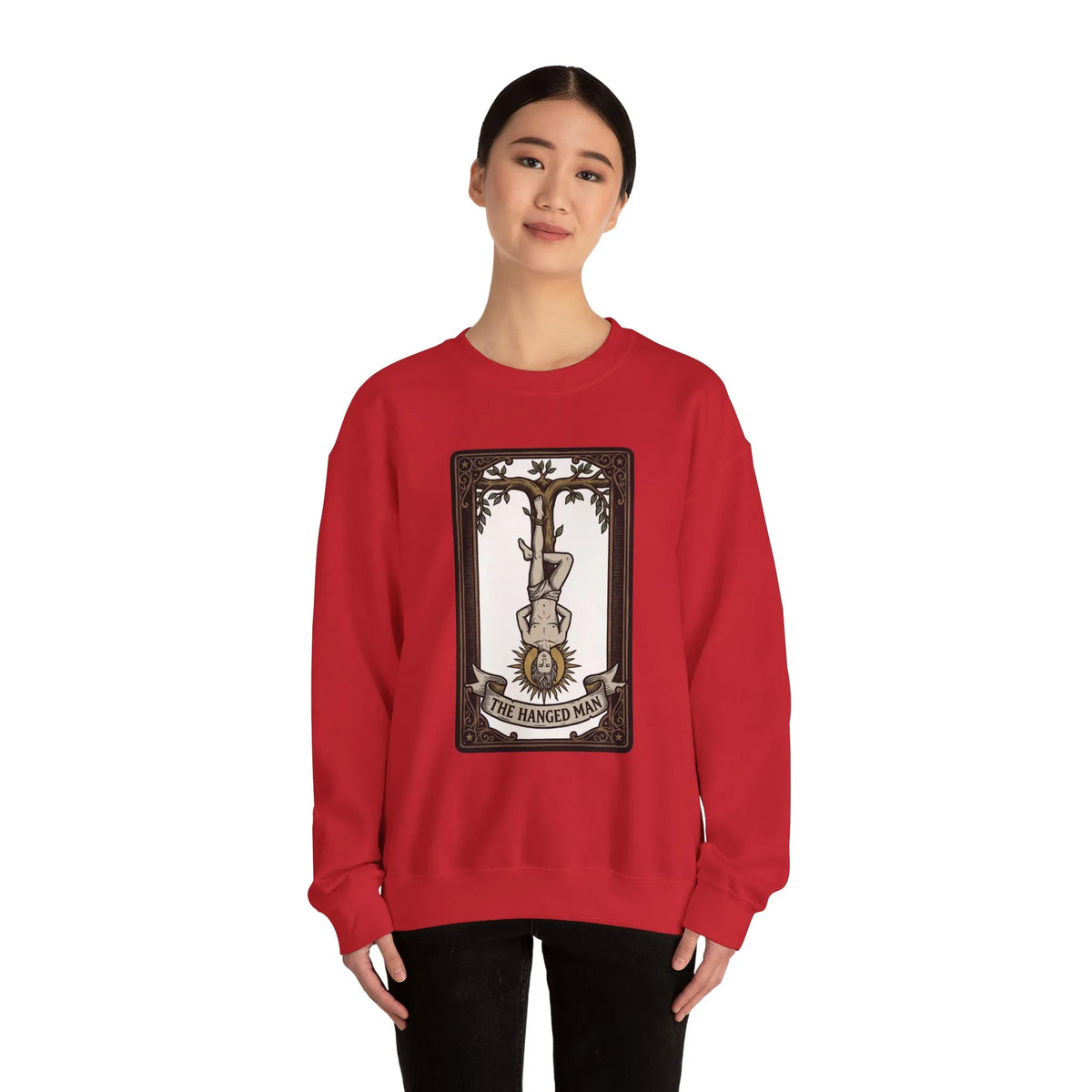 The Hanged Man Tarot Card Sweatshirt - Soft Fleece Classic Fit Crewneck - Unisex Off White
