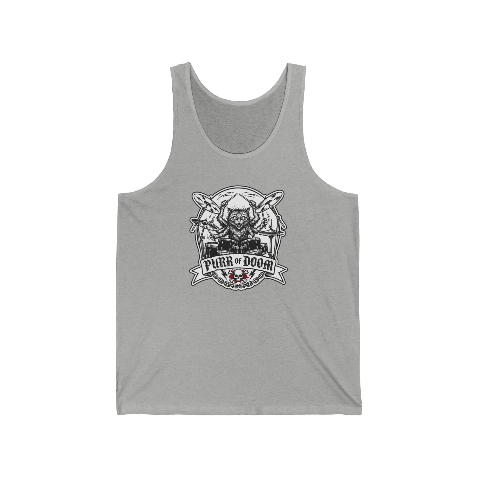 Drummer Heavy Metal Rocker Cats Tank Top - Lightweight Retail Fit Jersey - Unisex Athletic Heather