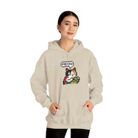 Player One 8-Bit Pixel Gaming Cats Hoodie - Soft Cotton Blend Fleece Pullover - Unisex White