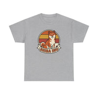 Shiba Inu Retro Sunset Graphic T-Shirt - Heavyweight Cotton Classic Fit - Unisex White