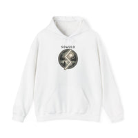 Sowulo Rune Sun Guidance Hoodie - Heavyweight Cotton Blend Pullover - Unisex White