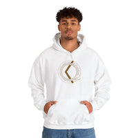 Kenaz Creative Fire Rune Hoodie - Heavy Blend Fleece Pullover Hoodie - Unisex White