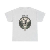 Elhaz Protection Rune Elk Graphic T-Shirt - Heavy Cotton Classic Fit Tee - Unisex White