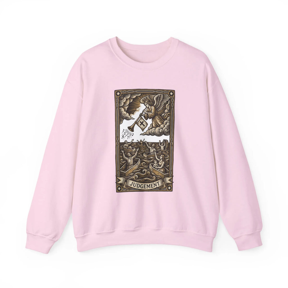 Judgement Tarot Card Graphic Sweatshirt - Heavy Blend Classic Fit Crewneck - Unisex White