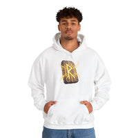 Raido Rune Journey Wheel Hoodie - Soft Cotton Blend Pullover Hooded - Unisex White