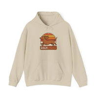 Dachshund Retro 70s Sunset Hoodie - Classic Fit Fleece Pullover - Unisex White