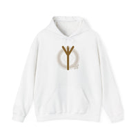 Elhaz Protection Rune Hoodie - Heavy Cotton Blend Fleece Pullover - Unisex White