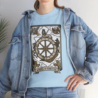 Wheel of Fortune Tarot Graphic T-Shirt - Heavyweight Cotton Classic Fit - Unisex White