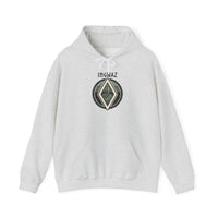 Ingwaz Rune Seed Symbol Hoodie - Heavy Blend Fleece Pullover - Unisex White