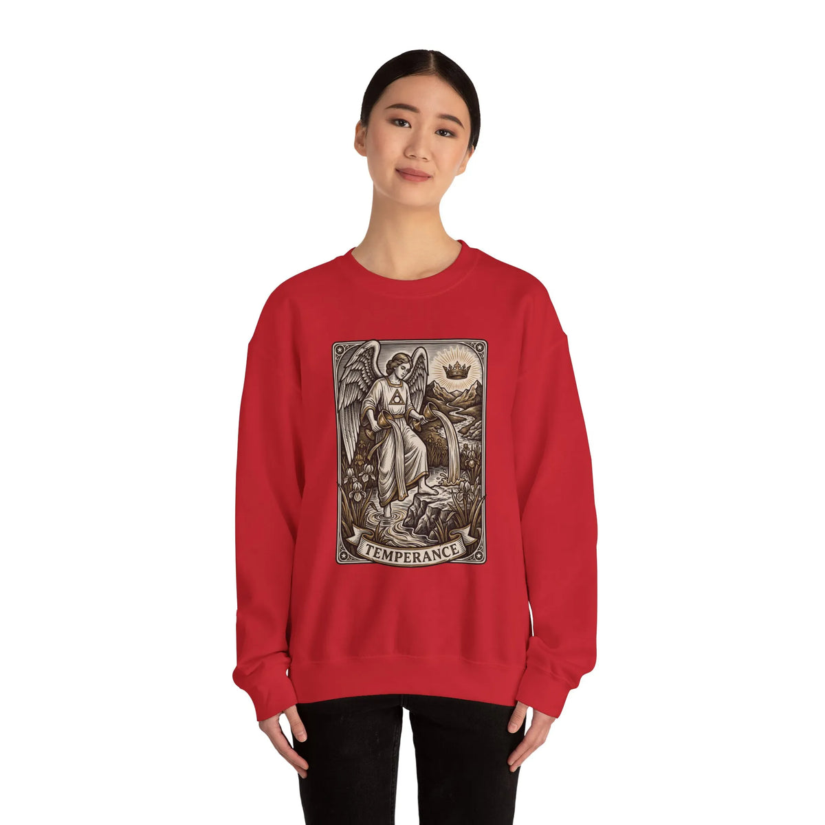 Temperance Tarot Card Angel Sweatshirt - Heavy Blend Fleece Crewneck - Unisex White