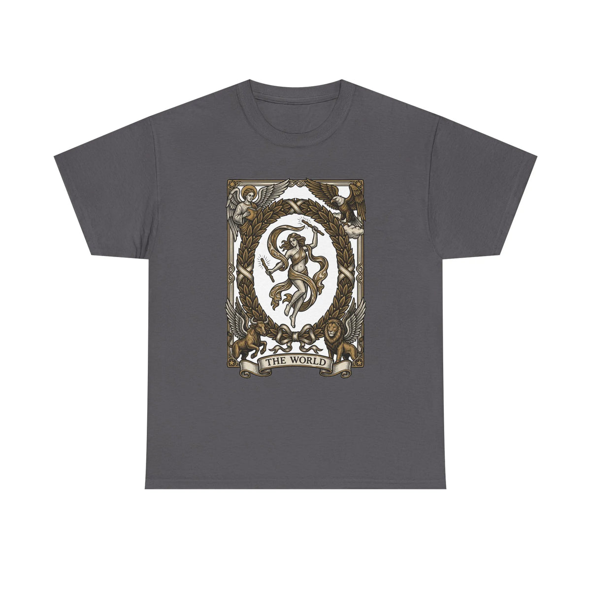 The World Tarot Card Graphic T-Shirt - Heavy Cotton Classic Fit Tee - Unisex White
