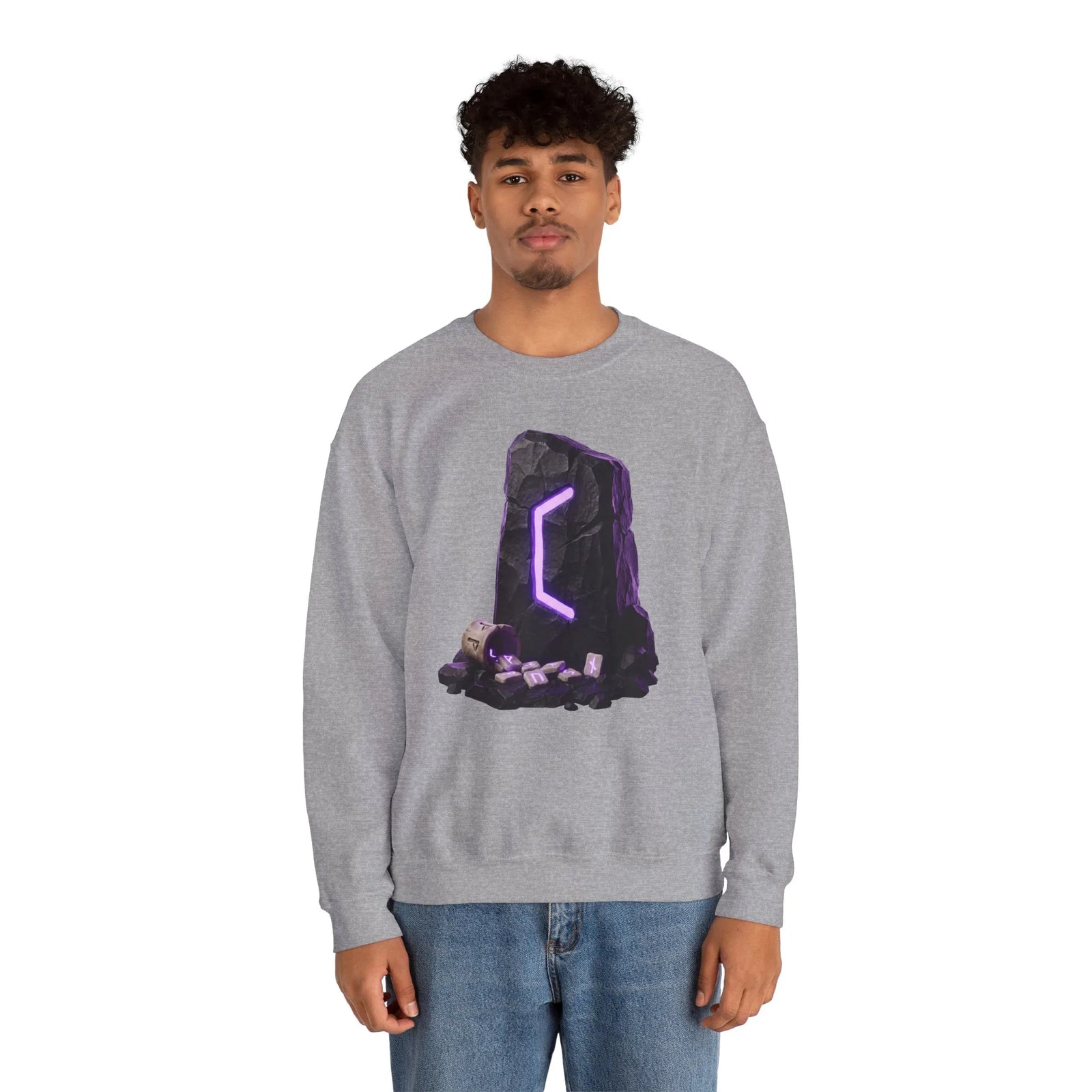 Perthro Rune Mystery Sweatshirt - Durable Cotton Poly Blend Crewneck - Unisex White