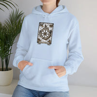 Wheel of Fortune Tarot Card Hoodie - Soft Fleece Blend Pullover - Unisex Off White