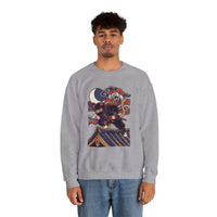Ninja Cat Ukiyo-e Samurai Sweatshirt - Soft Heavyweight Fleece Crewneck - Unisex White
