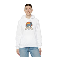 Russian Blue Cat Retro Sunset Hoodie - Heavy Blend Cotton Blend Pullover - Unisex White
