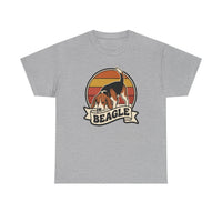 Retro 70s Sunset Beagle Graphic T-Shirt - Heavy Cotton Classic Fit Tee - Unisex White