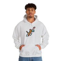 Power Up 8-Bit Pixel Gaming Cats Hoodie - Heavy Blend Fleece Pullover - Unisex White